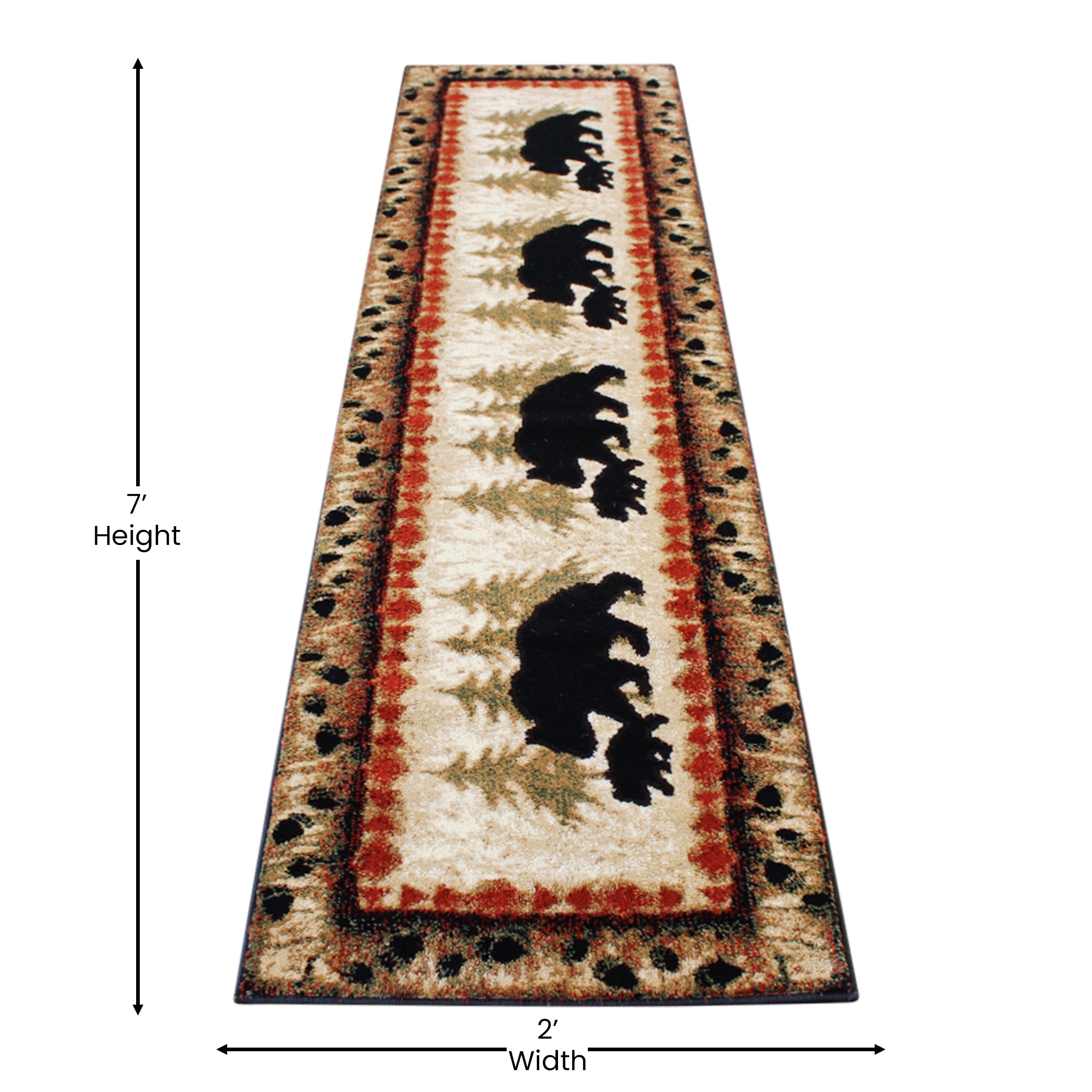 BizChair Cabin Lodge Area Rug Bear and Cub scene (2 Feet X 7 Feet 3 Inch) Runner