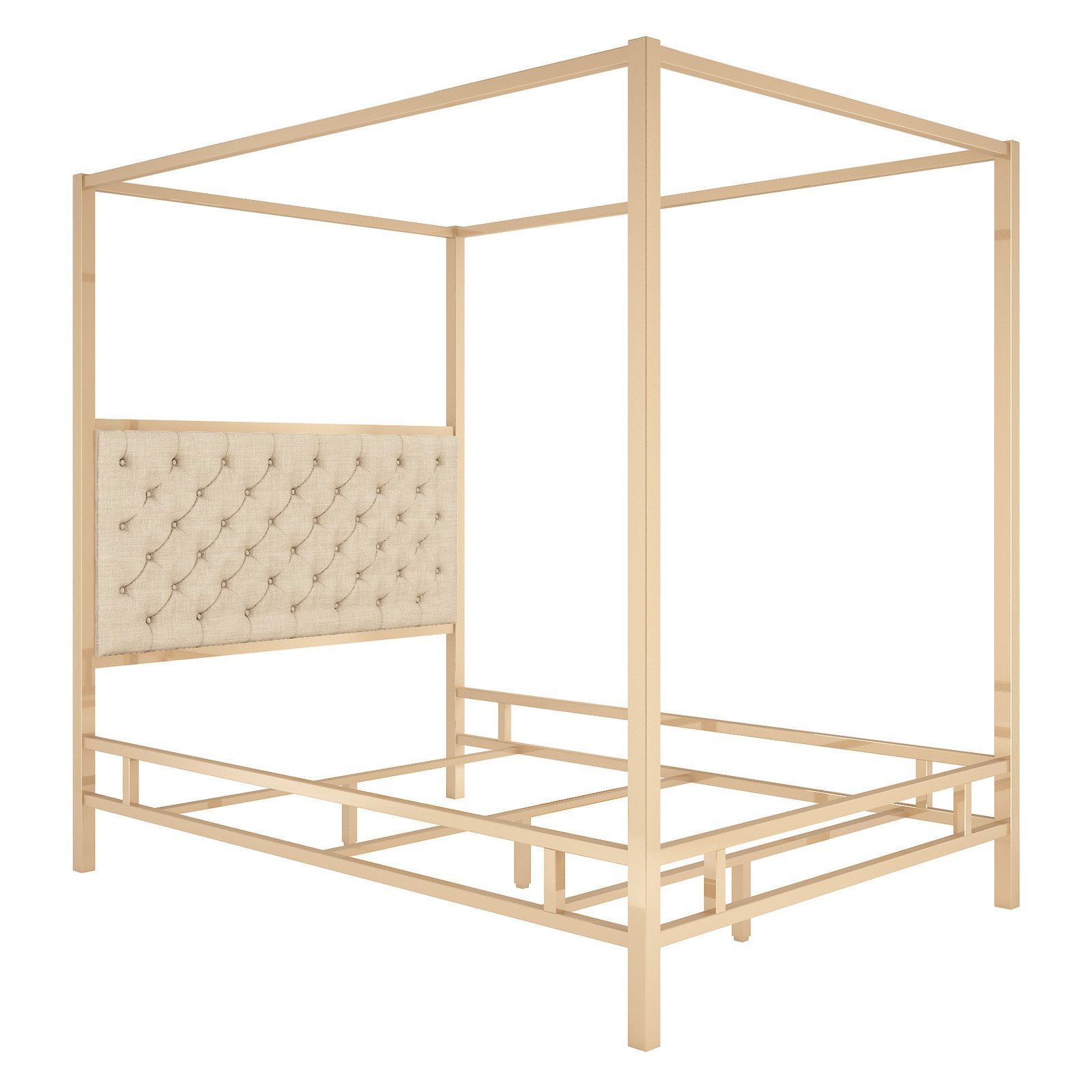 Weston Home Umberton Canopy Bed With Diamond Tufted Headboard Weston Home Umberton Canopy Bed With Diamond Tufted Headboard