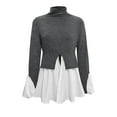 thumbnail image 5 of Long Sleeve Turtleneck Shirts for Women Peplum Hem Casual T-Shirt Fashion Fall Casual Loose Fit Patchwork Blouses (Gray S), 5 of 6