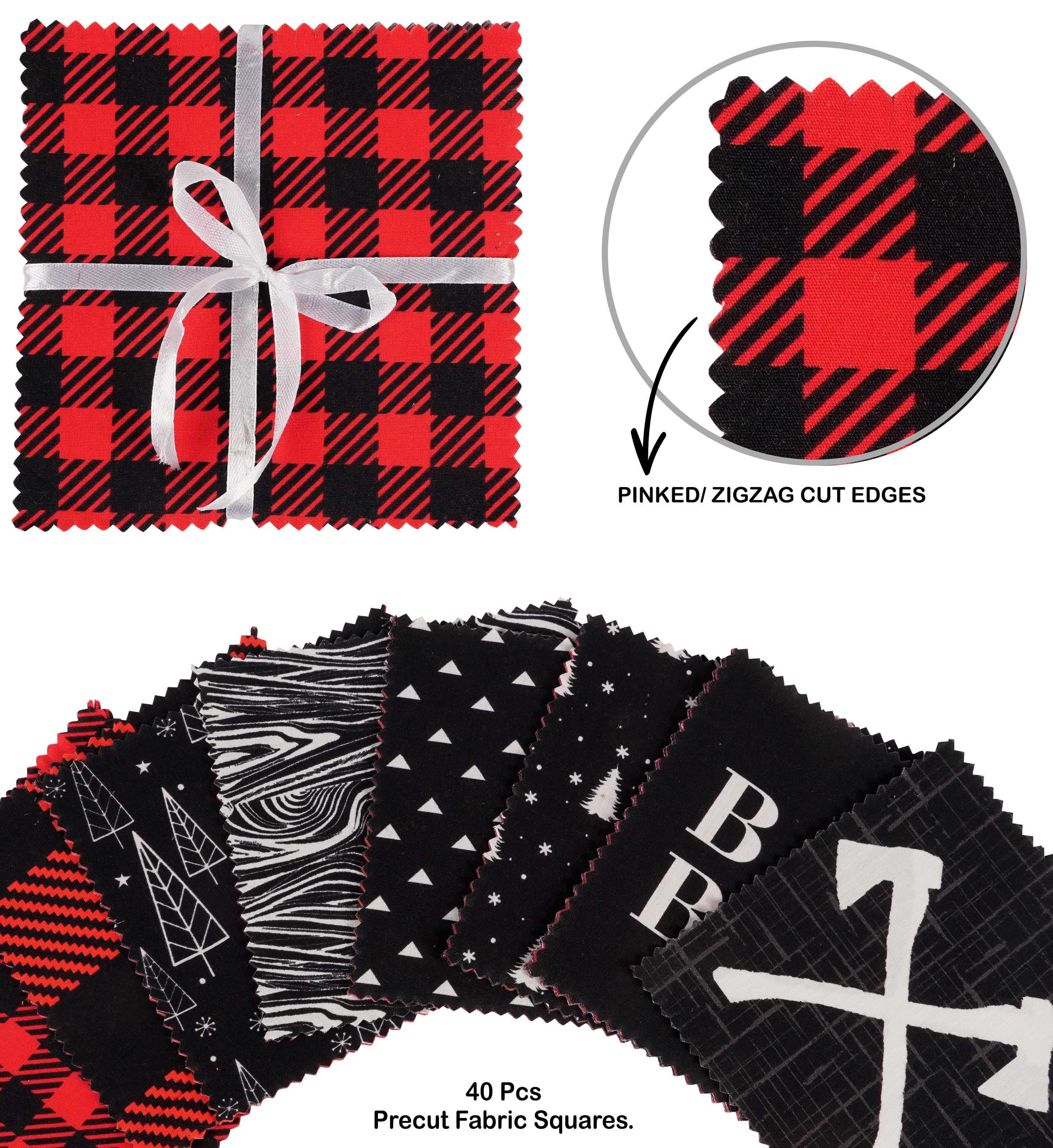 Soimoi Check Print&nbsp;Precut 10-inch Cotton&nbsp;Fabric&nbsp;Quilting&nbsp;Squares&nbsp;Charm Pack DIY Patchwork Sewing Craft-Red
