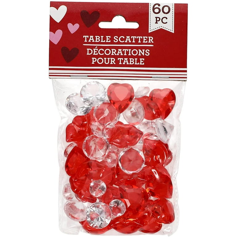 Red acrylic hearts for decorating and centerpieces