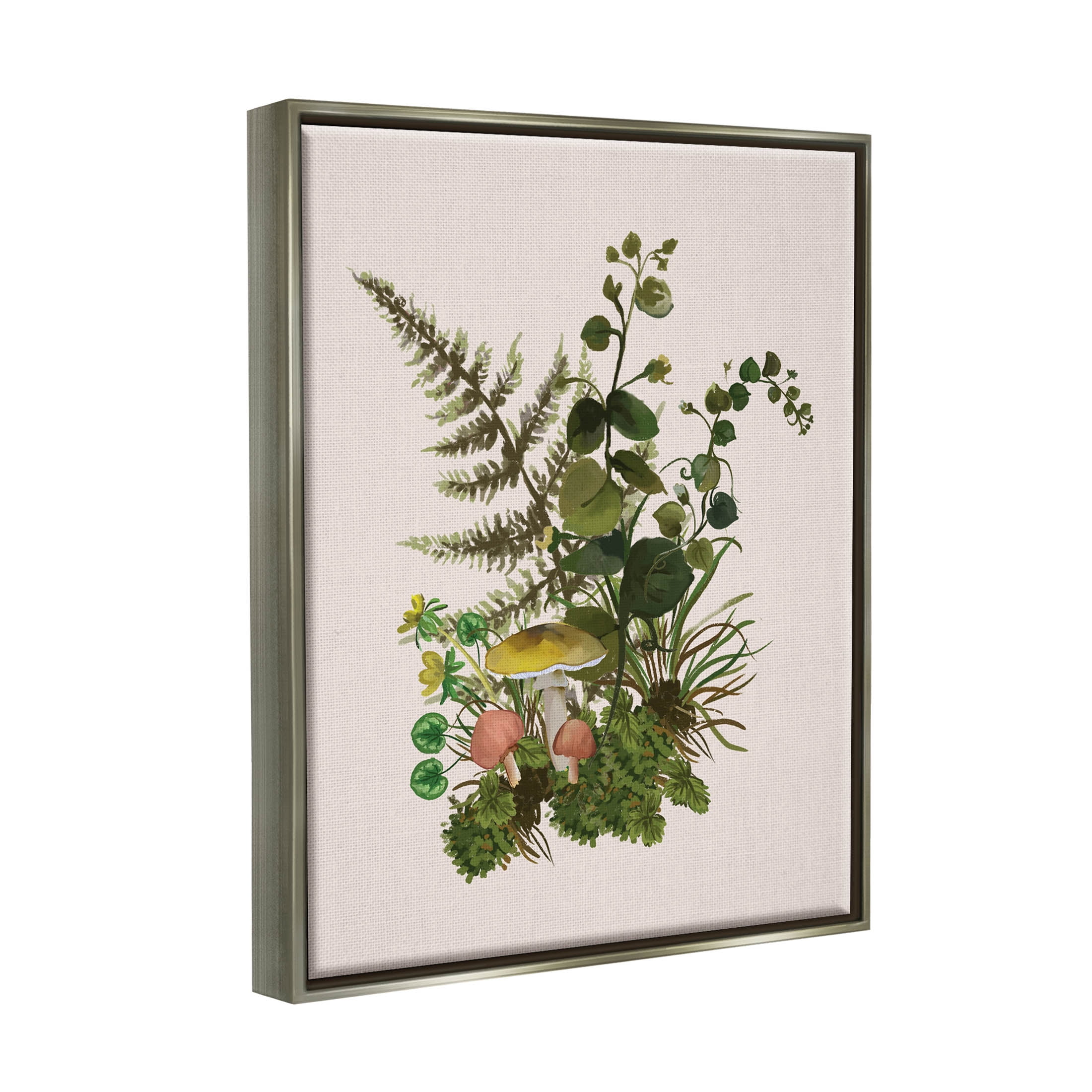 Botanical Nature Mushroom Sprigs Botanical & Floral Graphic Art Luster Gray Framed Art Print Wall Art