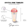 thumbnail image 5 of Shop Uwu Reusable Plastic Cup With Lid And Straw - Double Walled Insulated Cup With Crystal Dome Lid; Cold Drink Tumbler With Straw; Reusable Transparent Iridescent Cups - 560ml (Red), 5 of 5