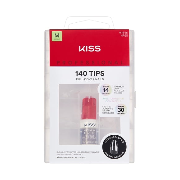 KISS 140 Nails- Unlimited, Clear, Almond, Medium