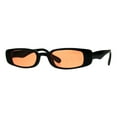 thumbnail image 2 of Womens Mod Narrow Rectangular Pimp Color Lens Plastic Sunglasses Orange, 2 of 4