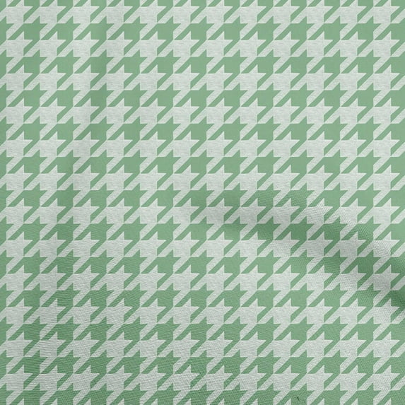 oneOone Cotton Silk Sea Green Fabric Houndstooth Fabric For Sewing Printed Craft Fabric By The Yard 42 Inch Wide