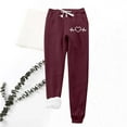 thumbnail image 2 of Thermal Fleece Lining Pants for Women Drawstring Elastic High Waist Cinch Bottom Joggers Thick Sherpa Warm Trousers (3X-Large, Wine 04), 2 of 6