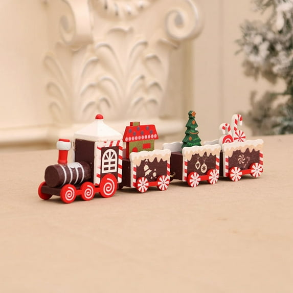 Christmas Wooden Train Ornament Wooden Mini Train Kids Gift Toys for Christmas Party Kindergarten Decoration Home Decorations