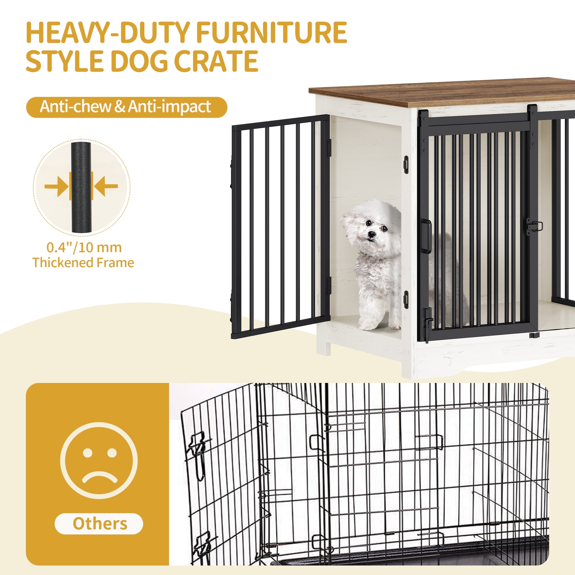 27.2"Dog Crate Furniture with Barn Door,Wooden Pet Cage End Table for Small Medium Dogs up to 22 lb