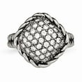 thumbnail image 4 of Stainless Steel Polished and Antiqued CZ Square Ring, 4 of 6