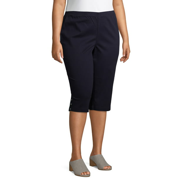 Just My Size Women's Plus Size Pull on Bling Tab Capri - Walmart.com