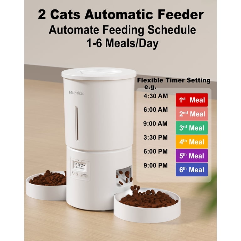 Miaosical Dual Automatic Cat Feeder 2 Cats, Voice Record, Flexible