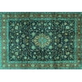 thumbnail image 1 of Ahgly Company Machine Washable Indoor Rectangle Medallion Turquoise Blue Traditional Area Rugs, 2' x 4', 1 of 4
