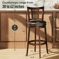 thumbnail image 3 of Sophia & William 30" Swivel Bar Stools Set of 2 Faux Leather Swivel Counter Stools with Curved Back Rest for Kitchen Island, Black, 3 of 11