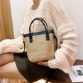 thumbnail image 1 of Bolsa De Hombro Bolso de hombro de paja con forma de cubo para mujer, bolsos cruzados tejidos de PU negro Ndcxsfigh Para Estrenar, 1 of 8