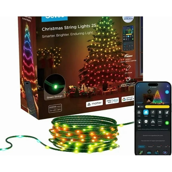 GVE Christmas String Lights 65ft - Green Indoor & Outdoor LED 2S