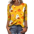 thumbnail image 3 of Womens Halloween 3/4 Sleeve Shirts Ladies' Halloween Top Halloween Shirts for Women Halloween Clothing Cute Halloween Ghost Shirt Halloween Tee Fall Shirts Plus Size Tops Crew Neck T Shirts, 3 of 4