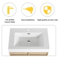 thumbnail image 5 of 30" Freestanding Bathroom Vanity. White Resin Sink & Soft-close Cabinet Doors. Contemporary Design. Spacious Storage. Plywood. Easy To Clean Vanity With Door Hinge System - Modern Cabinetry Oak, 5 of 7