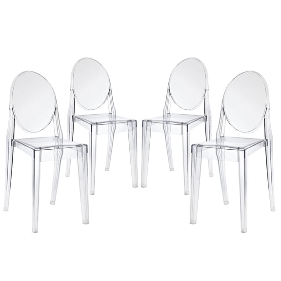Modern Contemporary Kitchen Clear Dining Chairs Set of Four Clear (Outdoor and Indoor)