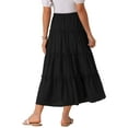 thumbnail image 3 of INSPIRE CHIC Women's Casual High Waist A Line Boho Midi Skirt Ruffle Long Summer Skirt L Black, 3 of 6