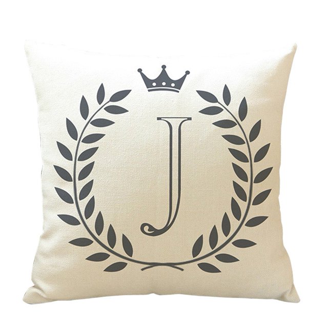 Cartoon Fashion English Letters Print Sofa Pillow Cushion Cover Home Decoration, multi-coloured, J