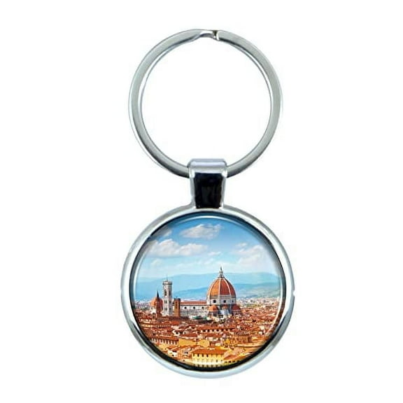 Florence Keychain with Epoxy Dome and Metal Keyring