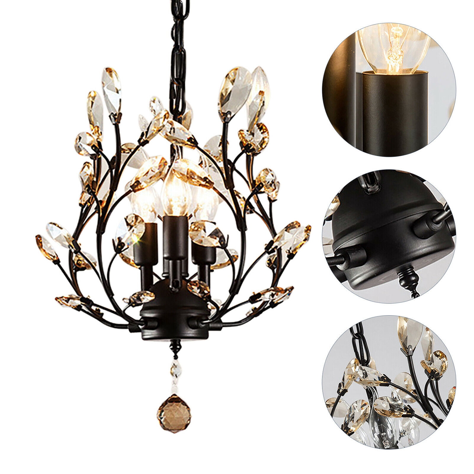 Modern Crystal Chandelier Hanging Lamp Pendant Ceiling Light Dining Room Fixture
