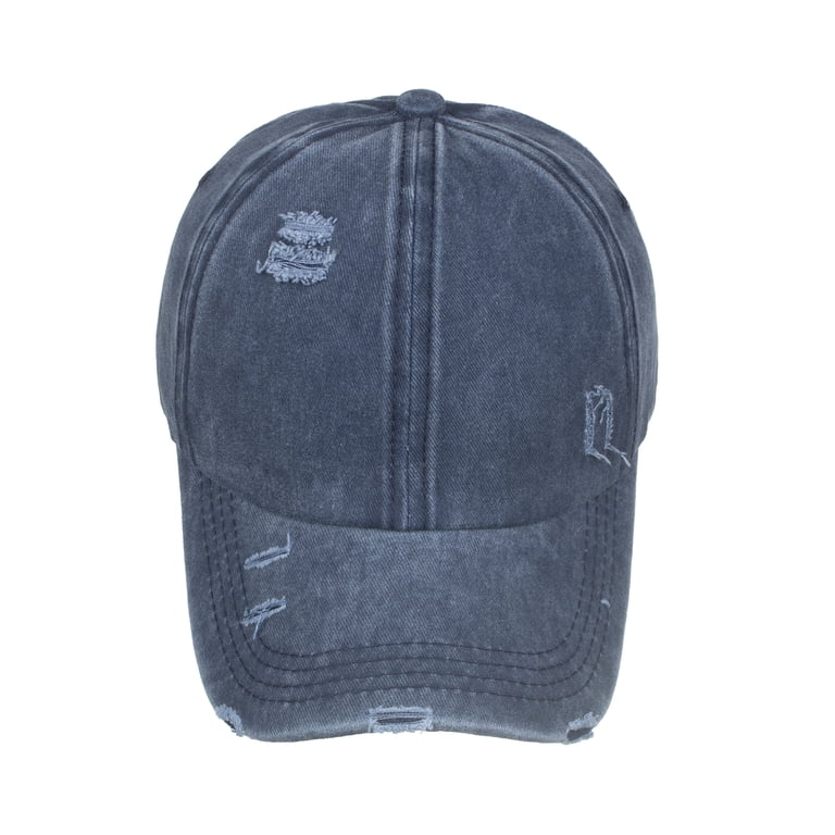 Toptie Criss Cross Distressed Ponytail Baseball Cap for  display picture 1