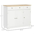 thumbnail image 7 of Demi Bonn 39" Modern Sideboard with Rubberwood Top, Buffet Cabinet with Storage Cabinets, Drawers and Adjustable Shelves for Kitchen, White, 7 of 7