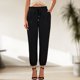 thumbnail image 4 of Pantalones casuales de mujer con cordones Pantalones de ocio Bolsillo de color sólido Pantalones de dama de oficina FLhrweasw Nuevo, 4 of 7