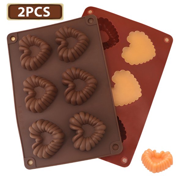 2-Piece Heart-Shaped Silicone Chocolate Mold Set – Reusable DIY Chocolate & Baking Tray, Food-Grade, Easy Release, Heat-Resistant