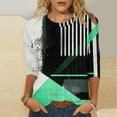 thumbnail image 2 of Womens Trendy 3/4 Sleeve Tops Geometric Colorblock Tshirts Summer Casual Crewneck Tees Tunic Blouse, 2 of 5