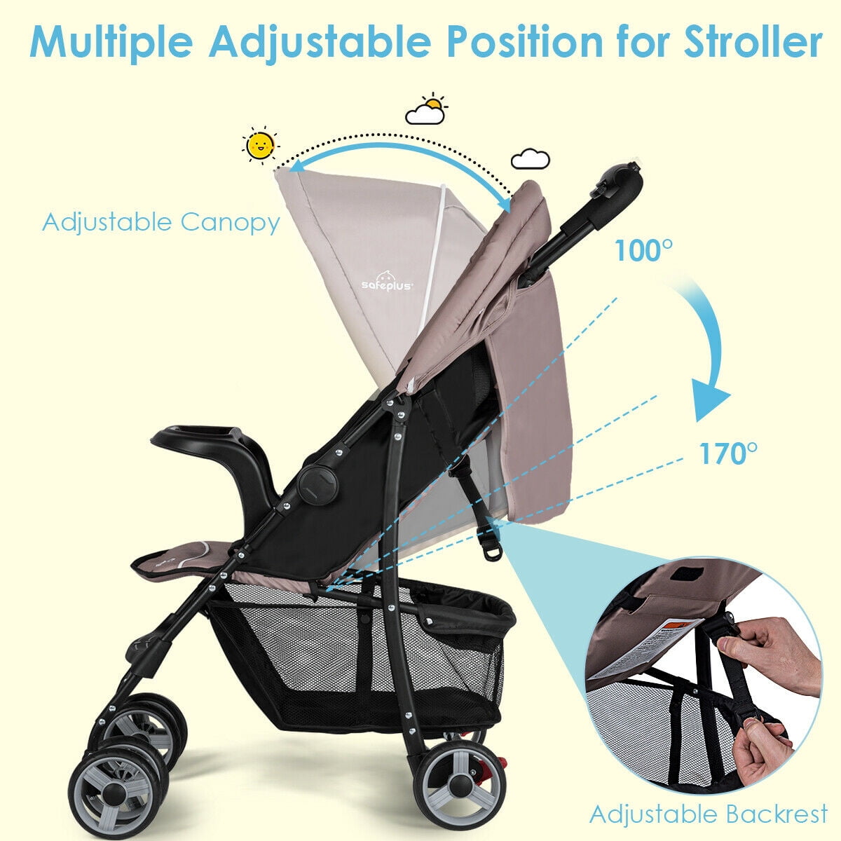costway foldable lightweight baby stroller