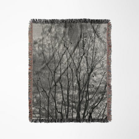 A Black And White Version Of My Spooky Trees. Even Spookier. Woven Blanket