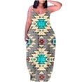 thumbnail image 2 of SMihono Robe Maxi Bohème d'Été pour Femmes Grande Taille Mode Féminine Col Rond Sans Manches Robe Imprimée de Plage, 2 of 6