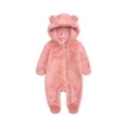 thumbnail image 2 of Domzest Newborn Baby Winter Bear Snowsuit, Fleece Jumpsuit, Hooded Romper for Infant Girls Boys Pink 6M-Month, 2 of 7