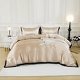 thumbnail image 2 of Move Over Satin Ruffle Duvet Cover Set King Khaki Silk Like Satin Ruffle Pattern Bedding Set No Filling, 2 of 7