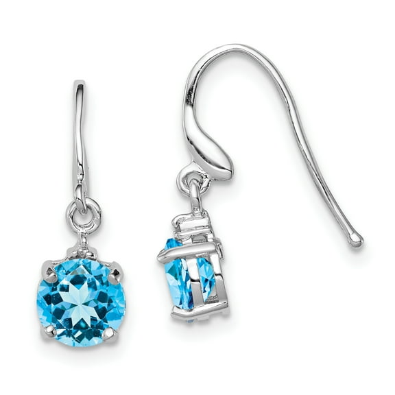 Primal Silver Sterling Silver Rhodium-plated Swiss Blue Topaz and Diamond Wire Earrings