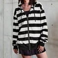 thumbnail image 2 of Wozhidaoke Hoodie Women'S Autumn and Winter Oversized Loose Striped Casual Zipper Drawstring Sweater Jacket Womens Sweatshirt Womens Fall Fashion 2024 Loose Fit, Size S-XL, 2 of 4