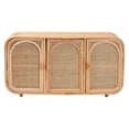 thumbnail image 3 of bali & pari Evania Bohemian Natural Rattan 3-Door Storage Cabinet, 3 of 10