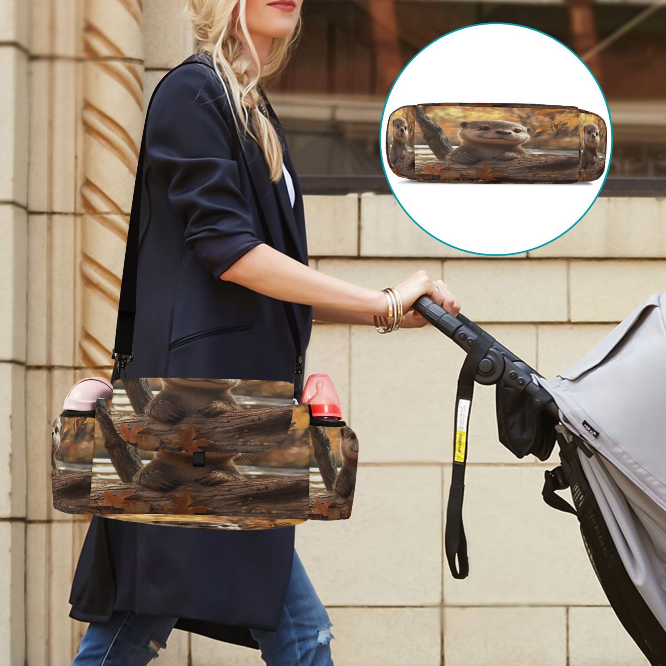 DIXRUYEE Stroller Organizer Cute Wilderness Explorer Printed