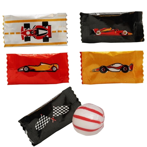 Racecar Themed Peppermint Candy – 100 Count Individually Wrapped Mints for Car Racing Party Favors, Race Day Celebrations, Car-Themed Birthday Decorations for kids