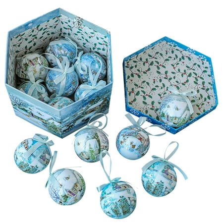 

YFan 1 Box Anti-deformed Christmas Balls Pendants with Lanyard Polystyrene Styrofoam Xmas Party Festival Balls Pendants Home Decor