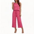 thumbnail image 5 of Akmaiox Two Piece Sets for Women Sleeveless Tank Tops Elastic Waist Drawstring Wide Leg Pants with Pockets Trendy Stripes Casual Loose Summer Vacation Lounge Sets S-3XL, 5 of 10