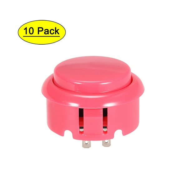 Interruptor de botón pulsador momentáneo de 30 mm para juegos de arcade, color rosa, 10 piezas