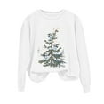thumbnail image 4 of UngA Christmas Womens Sweatshirt Christmas Tree Graphic Long Sleeve Shirts Xmas Holiday Pullover Tops Blouse Women's Sweatshirts (White,L), 4 of 6
