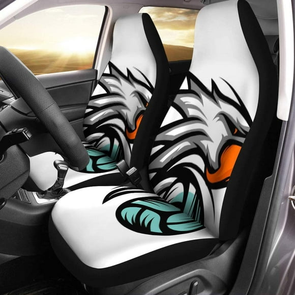 POGLIP Set of 2 Car Seat Covers Eagle Volley Ball Beak Bird Black Hawk Universal Auto Front Seats Protector Fits for Car,SUV Sedan,Truck