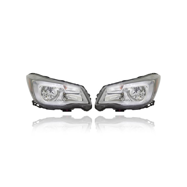 Headlight Assembly - Compatible/Replacement for '17-18 Subaru Forester - Halogen - Pair, Left Driver + Right Passenger Set - 84001SG281, 84001SG291