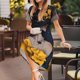 thumbnail image 3 of Balery Elegant Lady With Hat Vestidos sueltos de manga corta para mujer, vestidos de verano 2025, vestidos casuales de corte A con vuelo., 3 of 6