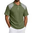 thumbnail image 3 of Hearthz Linen Men Polo Shirts Moisture Wicking Raglan Men Short Sleeve Shirt Color Block Soft Breathable Mens Golf Polo Shirts, 3 of 8